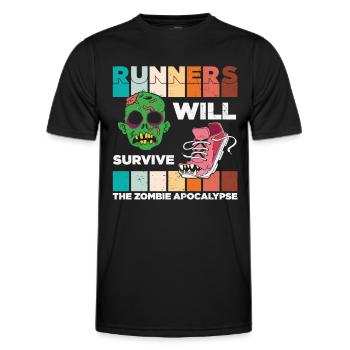 Runners Will Survive The Zombie Apocalypse Zombie - Men's Functional T-Shirt - black - Front - AI Model Male 178 dark (178cm)