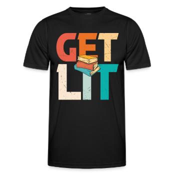 Get Lit Books Quotes - Men's Functional T-Shirt - black - Front - AI Model Male 178 dark (178cm)