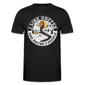 J’aime le café et peut-être 3 personnes - T-shirt sport Homme - noir - Devant - AI Model Male 178 dark (178cm)