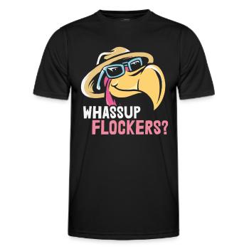 Whassup Flocker? Zitate Flamingo - Männer Funktions-T-Shirt - Schwarz - Vorne - AI Model Male 178 dark (178cm)