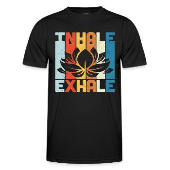 Einatmen Ausatmen Yoga Retro - Männer Funktions-T-Shirt - Schwarz - Vorne - AI Model Male 178 dark (178cm)