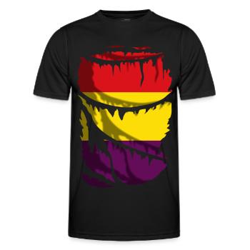 Drapeau républicain de l’Espagne, effet tissu cassé - T-shirt sport Homme - noir - Devant - AI Model Male 178 dark (178cm)