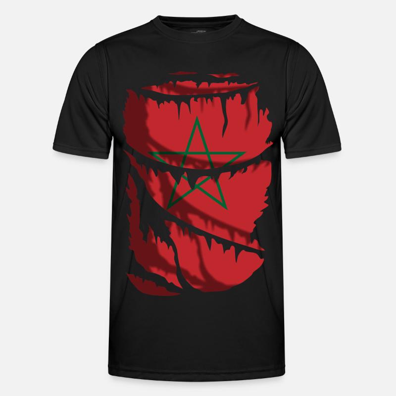 Drapeau du Maroc, effet tissu usé T-shirt sport Homme