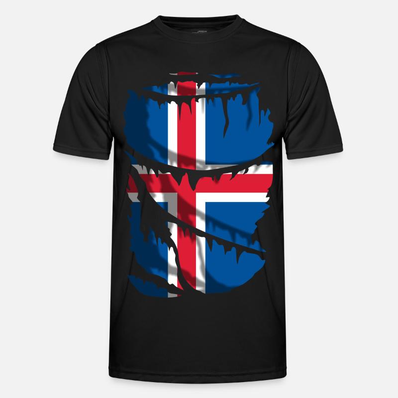 Flagge Islands, zerbrochener oder abgenutzter Stoffeffekt Männer Funktions-T-Shirt