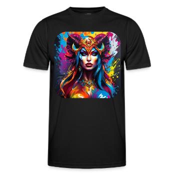 Dämonin im Graffiti Style - Männer Funktions-T-Shirt - Schwarz - Vorne - AI Model Male 178 dark (178cm)