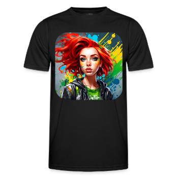 Cool Irish redhead girl - Men's Functional T-Shirt - black - Front - AI Model Male 178 dark (178cm)
