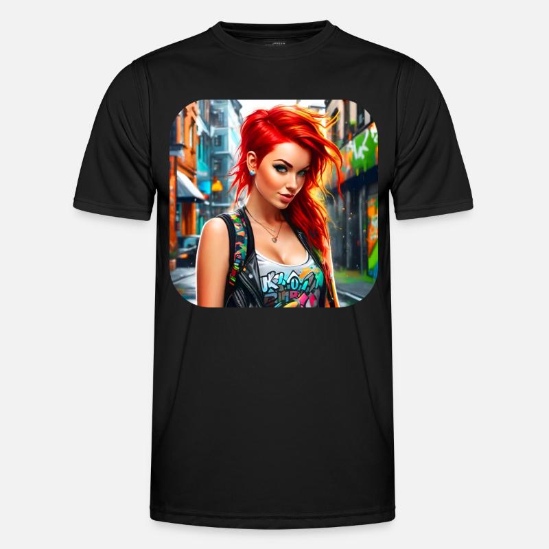 Cooles irisches rothaariges Mädchen - Männer Funktions-T-Shirt - Schwarz
