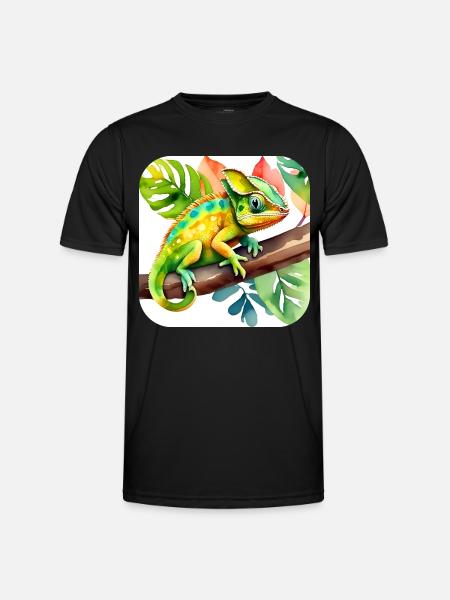 Süßes Chameleon - Männer Funktions-T-Shirt - Schwarz