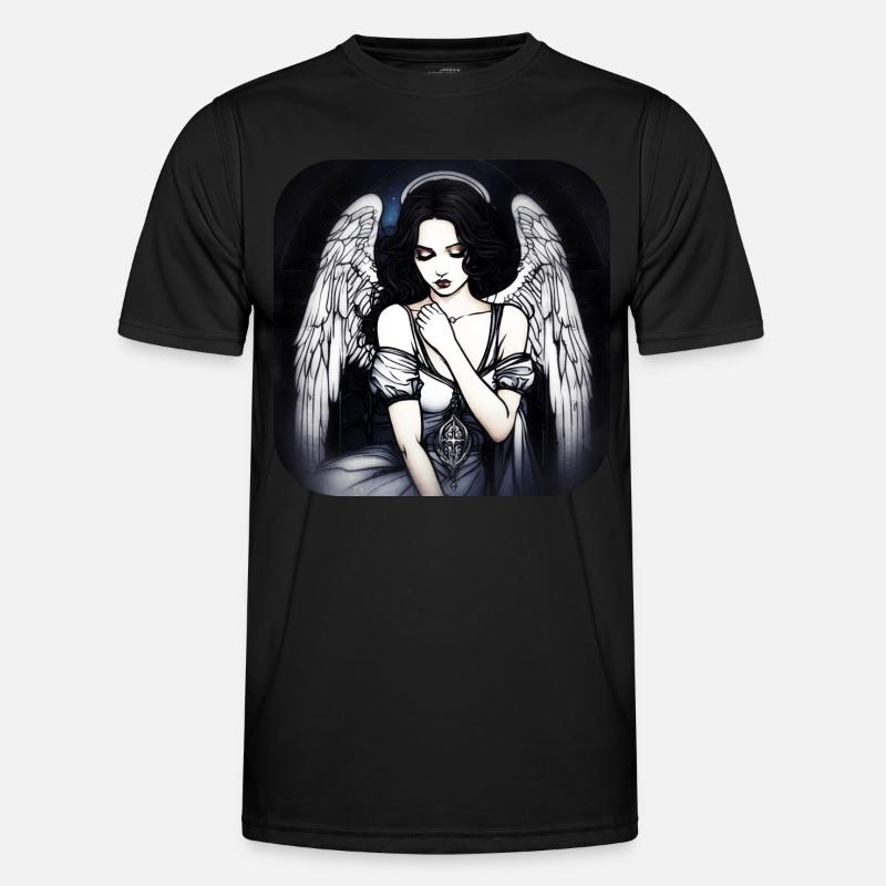 Cooles Gothik Engel - Männer Funktions-T-Shirt - Schwarz
