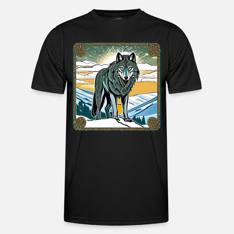 Cooler Wolf im keltischen Style Männer Funktions-T-Shirt