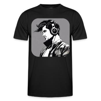 Un mec cool avec des écouteurs I - T-shirt sport Homme - noir - Devant - AI Model Male 178 dark (178cm)