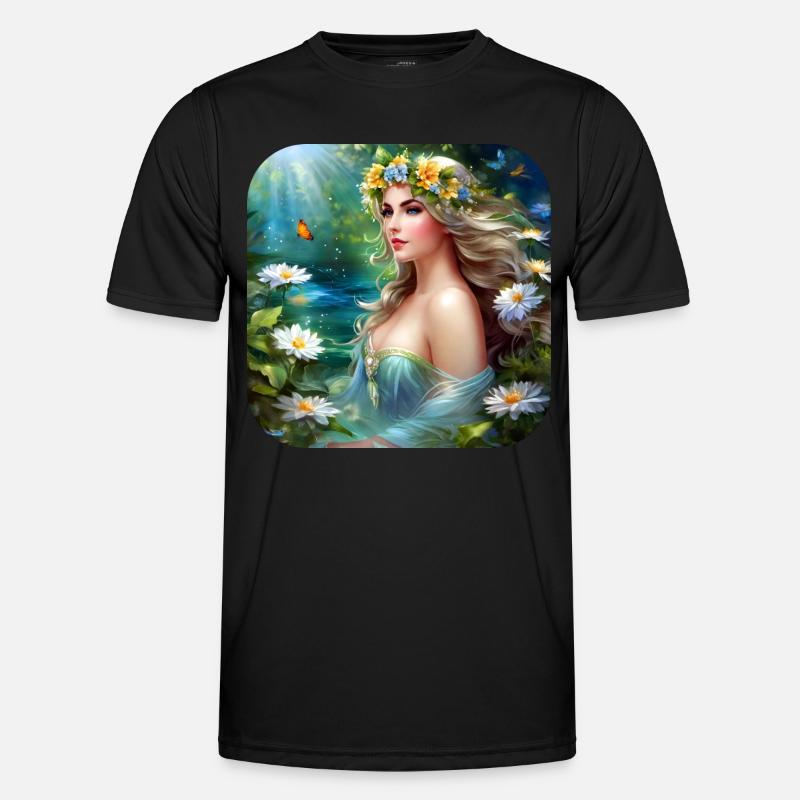 Wunderschöne Blumen Nymphe - Männer Funktions-T-Shirt - Schwarz