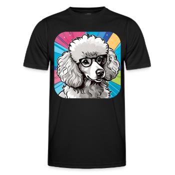 Niedlicher Zwergpudel mit Brille II - Männer Funktions-T-Shirt - Schwarz - Vorne - AI Model Male 178 dark (178cm)