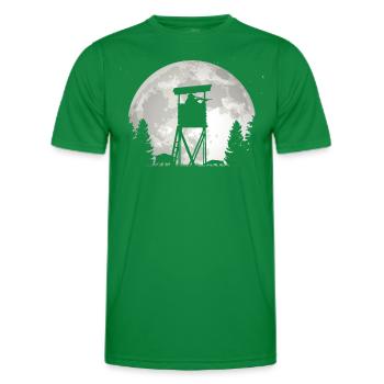 Sauen Jagd Nachts Vollmond Jäger in Hochsitz - Männer Funktions-T-Shirt - Kelly Green - Vorne - AI Model Male 178 dark (178cm)