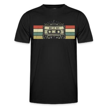 1945 Kassette - Geboren 1945 Geburtstagsgeschenk - Männer Funktions-T-Shirt - Schwarz - Vorne - AI Model Male 178 dark (178cm)