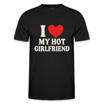 I ❤️ My Hot Girlfriend – Statement Design - Funktionsshirt til herrer - sort - Foran - AI Model Male 178 dark (178cm)
