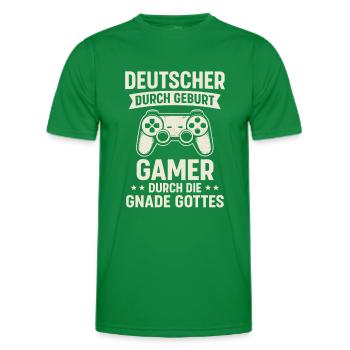 German and Gambler - Gaming Saying - Men's Functional T-Shirt - kelly green - Front - AI Model Male 178 dark (178cm)