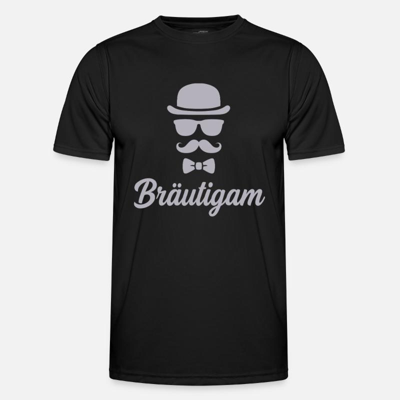 Bräutigam JGA Hut Schnurrbart - Männer Funktions-T-Shirt - Schwarz