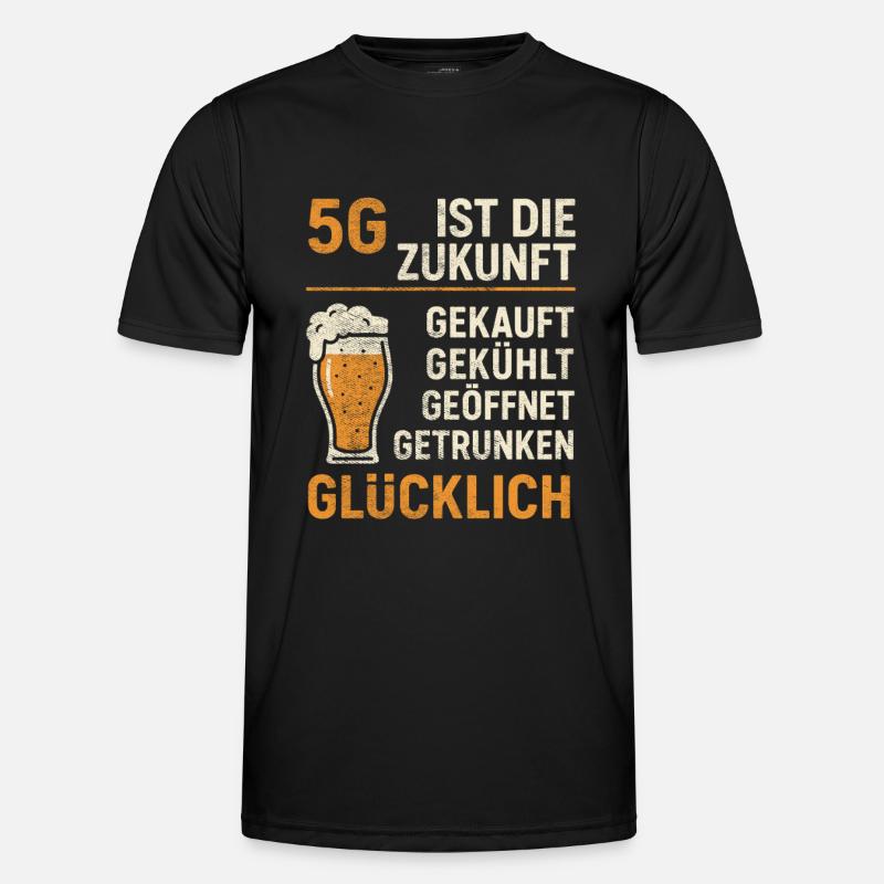 5G Bier Spruch - Männer Funktions-T-Shirt - Schwarz