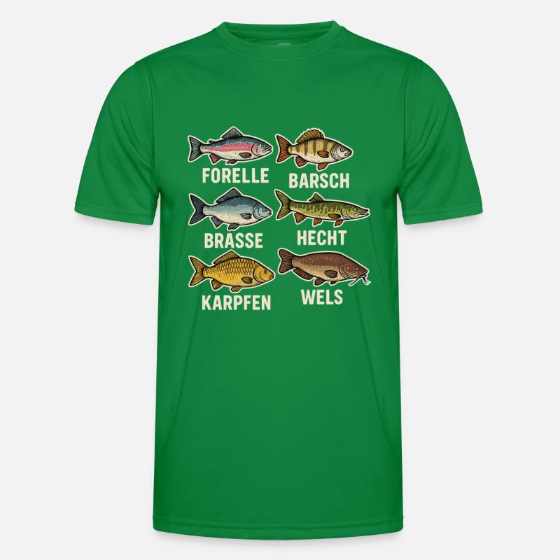 Fischarten Übersicht – Angler Design mit Forelle Männer Funktions-T-Shirt