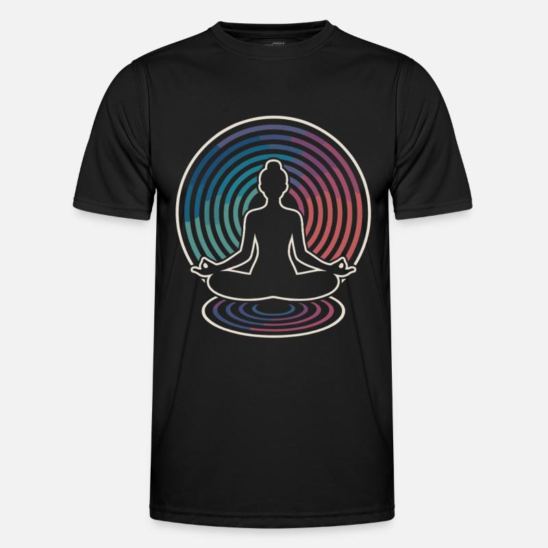Zen Meditation Wave Circles - Men's Functional T-Shirt - black
