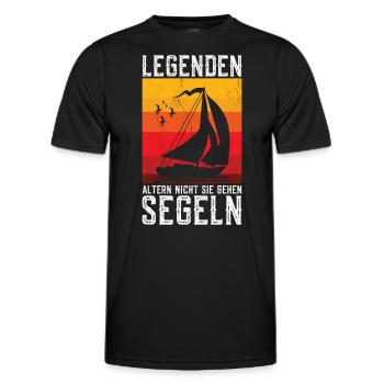 Legends Don't Age They Go Sailing Funny - Men's Functional T-Shirt - black - Front - AI Model Male 178 dark (178cm)