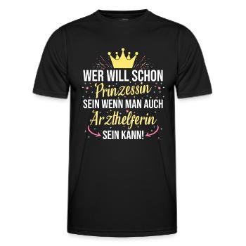 Arzthelferin Arzthelfer Prinzessin Beruf Spruch - Männer Funktions-T-Shirt - Schwarz - Vorne - AI Model Male 178 dark (178cm)