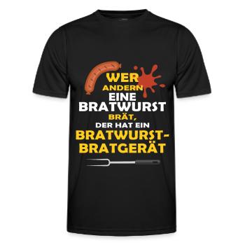 WER ANDERN EINE BRATWURST BRÄT... - Männer Funktions-T-Shirt - Schwarz - Vorne - AI Model Male 178 dark (178cm)
