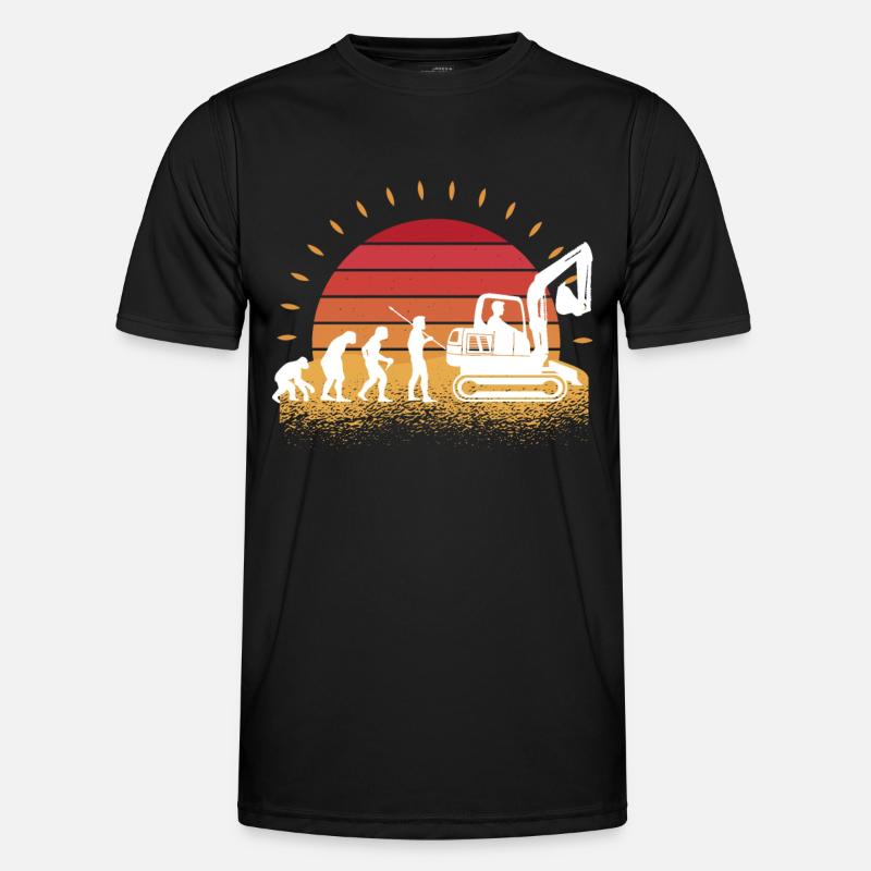 Rétro Excavatrice Excavatrice Driver Evolution Chantier de construction T-shirt sport Homme