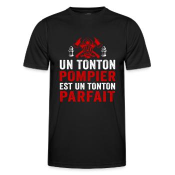 Un tonton pompier est un tonton parfait - T-shirt sport Homme - noir - Devant - AI Model Male 178 dark (178cm)