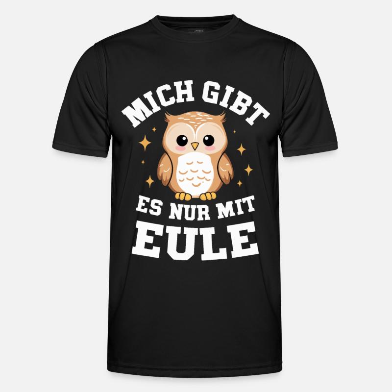 Nachteule Eule Eulen Vogel - Männer Funktions-T-Shirt - Schwarz