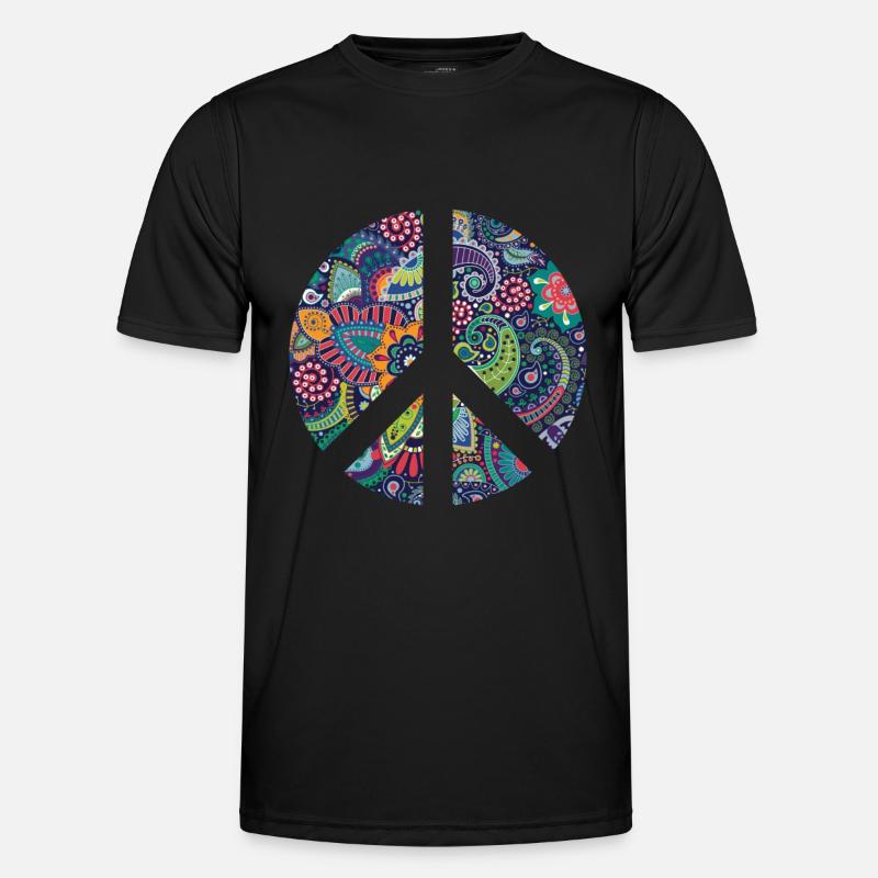 Retro Design Friedenszeichen Peace Zeichen Männer Funktions-T-Shirt