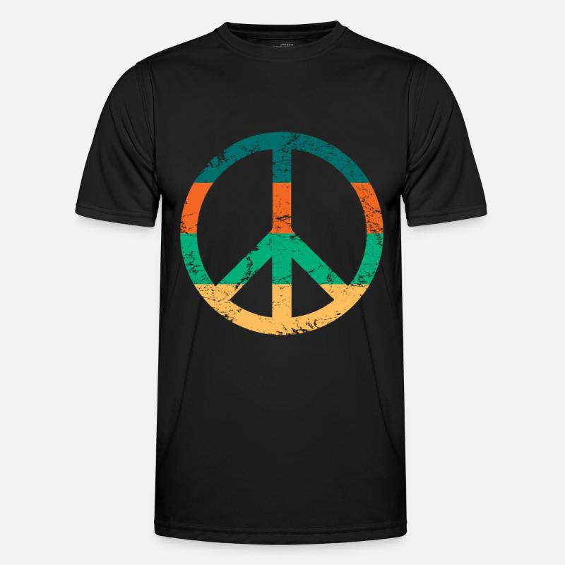 Retro Design Friedenszeichen Peace Zeichen Männer Funktions-T-Shirt