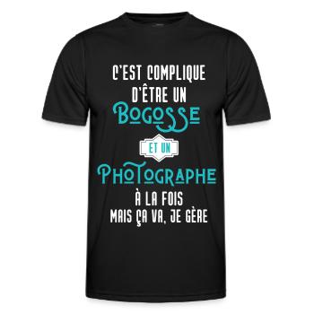 C'est compliqué d'être Bogosse et Forgeron - T-shirt sport Homme - noir - Devant - AI Model Male 178 dark (178cm)