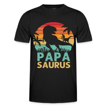 Papasaurus T Rex Dinosaure Papa Saurus Humour Père - T-shirt sport Homme - noir - Devant - AI Model Male 178 dark (178cm)