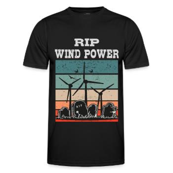 Windkraft RIP, Nein zu Windenergie - Männer Funktions-T-Shirt - Schwarz - Vorne - AI Model Male 178 dark (178cm)