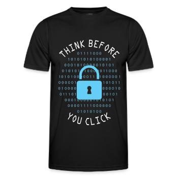 Denke nach bevor du klickst - Sicherheit im Netz - Männer Funktions-T-Shirt - Schwarz - Vorne - AI Model Male 178 dark (178cm)