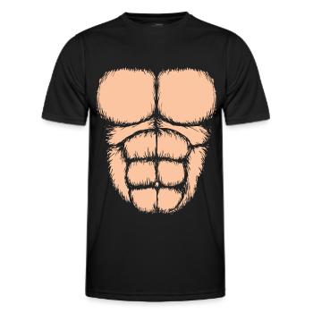 Gorilla Chest Muscles Sixpack - Men's Functional T-Shirt - black - Front - AI Model Male 178 dark (178cm)