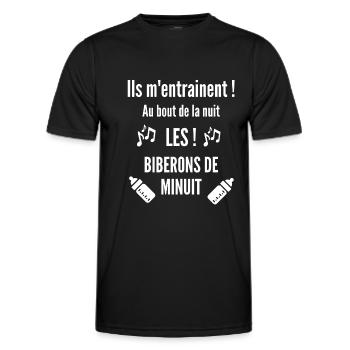 les biberons de minuit humour famille bébé - T-shirt sport Homme - noir - Devant - AI Model Male 178 dark (178cm)