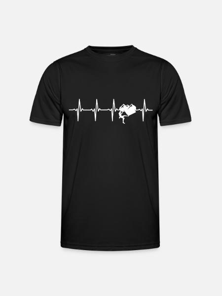Kletterer herzschlag t-shirt klettern kletter - Männer Funktions-T-Shirt - Schwarz