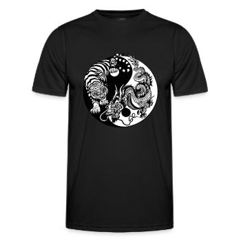 Yin Yang Tiger Drache Kung Fu Kampfsport - Männer Funktions-T-Shirt - Schwarz - Vorne - AI Model Male 178 dark (178cm)