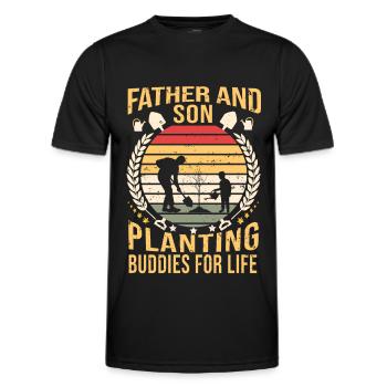 Vater und Sohn Gartenarbeit - Männer Funktions-T-Shirt - Schwarz - Vorne - AI Model Male 178 dark (178cm)