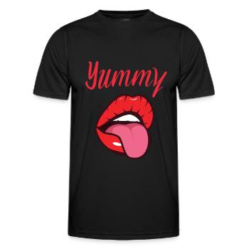 Femme délicieuse qui tire la langue rouge - T-shirt sport Homme - noir - Devant - AI Model Male 178 dark (178cm)