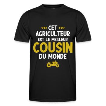 Agriculteur cousin cadeau drôle agriculture - T-shirt sport Homme - noir - Devant - AI Model Male 178 dark (178cm)
