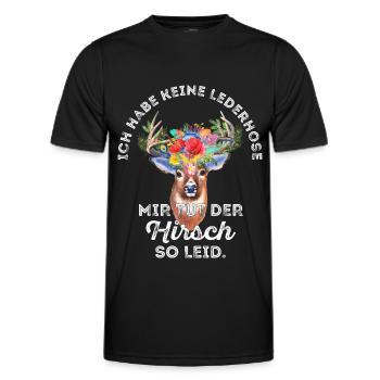 Ich habe keine Lederhose Hirsch - dunkle Shirts - Männer Funktions-T-Shirt - Schwarz - Vorne - AI Model Male 178 dark (178cm)