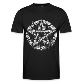 Zerrissenes Pentagramm Okkultes Zeichen - Männer Funktions-T-Shirt - Schwarz - Vorne - AI Model Male 178 dark (178cm)