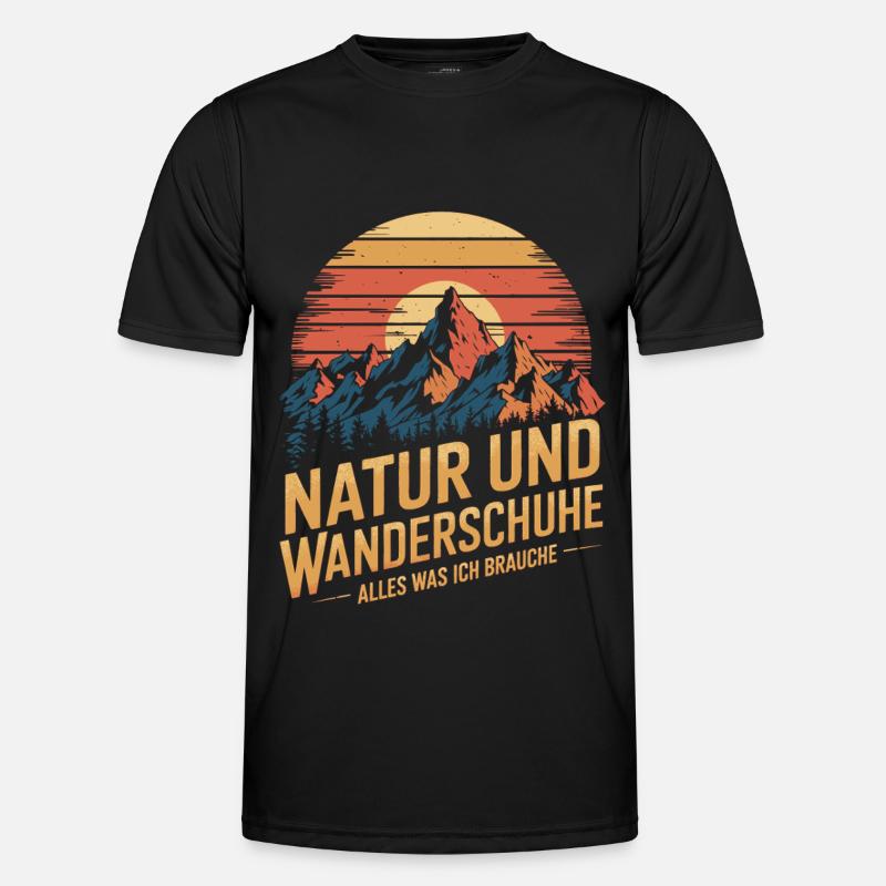 Wandern Wald Berge Wanderschuhe Spruch Männer Funktions-T-Shirt