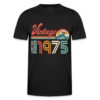 1975 Anniversaire Cadeau Né en 1975 - T-shirt sport Homme - noir - Devant - AI Model Male 178 dark (178cm)