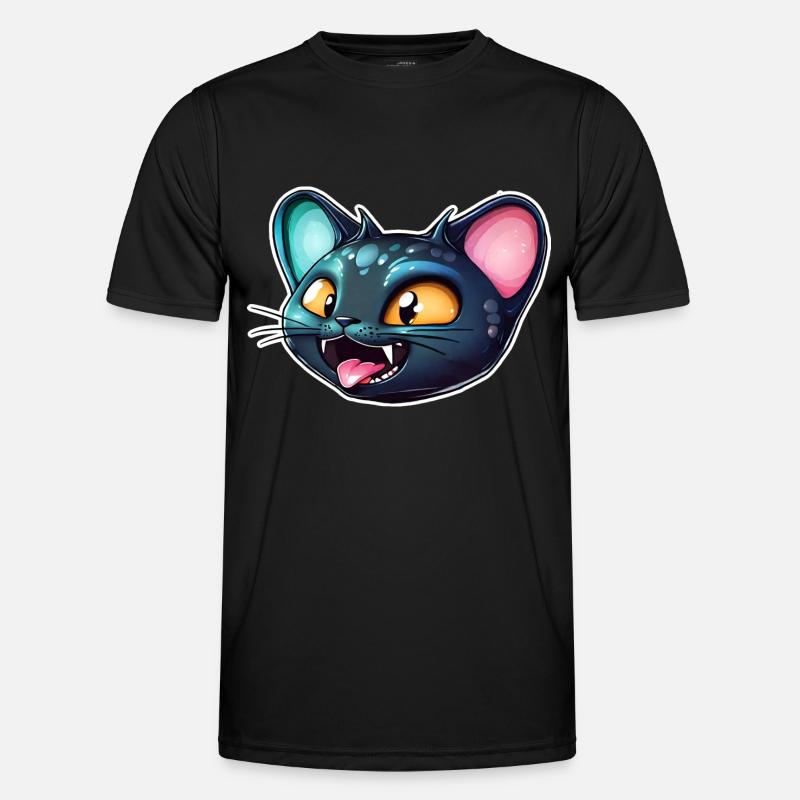 Funny Alien Cat Face - Men's Functional T-Shirt - black