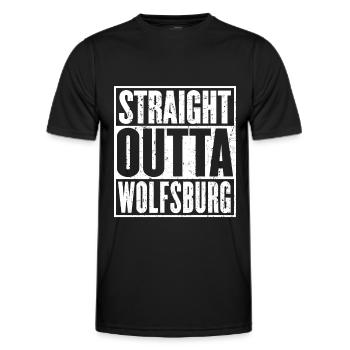 Straight Outta Wolfsburg Vintage - Men's Functional T-Shirt - black - Front - AI Model Male 178 dark (178cm)